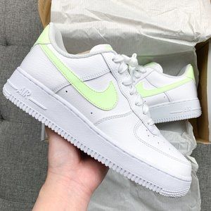 Neon yellow and white nike shoes top